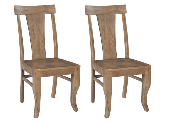 HomeRoots Set of Two Elegant Brown Mango Wood Slat-Back Dining Chairs – Rustic Charm & Versatile Style 565292