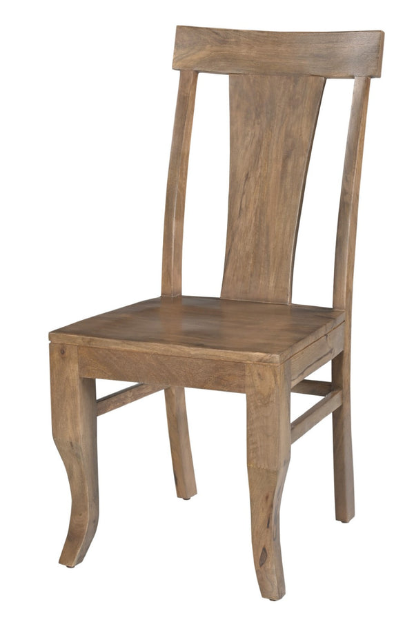 HomeRoots Set of Two Elegant Brown Mango Wood Slat-Back Dining Chairs – Rustic Charm & Versatile Style 565292