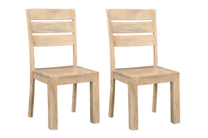 HomeRoots Set of Two Beige Ladder Back Dining Chairs - Solid Mango Wood, Stylish Design, Versatile Accent Use 565293