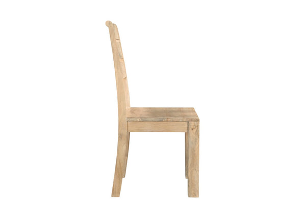 HomeRoots Set of Two Beige Ladder Back Dining Chairs - Solid Mango Wood, Stylish Design, Versatile Accent Use 565293