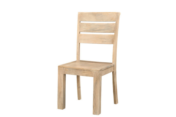HomeRoots Set of Two Beige Ladder Back Dining Chairs - Solid Mango Wood, Stylish Design, Versatile Accent Use 565293