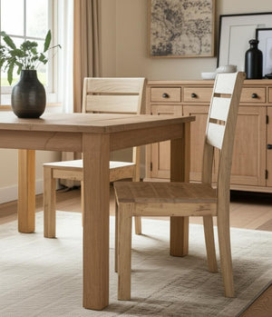HomeRoots Set of Two Beige Ladder Back Dining Chairs - Solid Mango Wood, Stylish Design, Versatile Accent Use 565293
