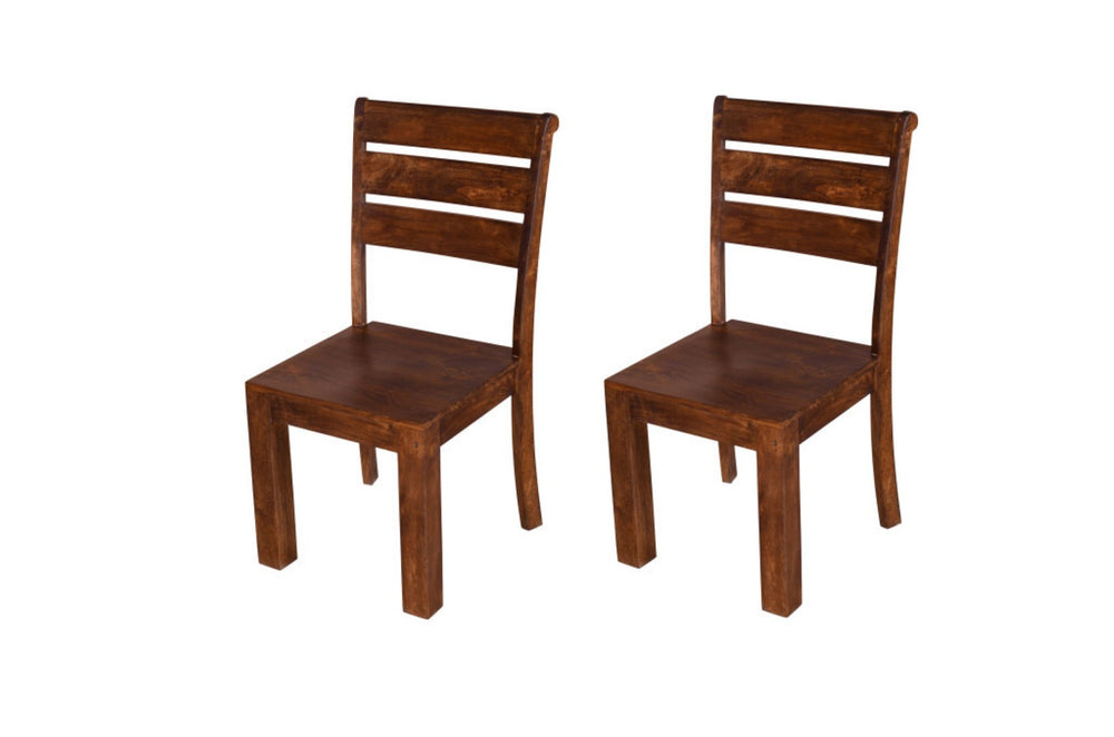 HomeRoots Set of Two Solid Mango Wood Ladder Back Dining Chairs – Stylish, Durable, and Versatile Accent Seating 565294