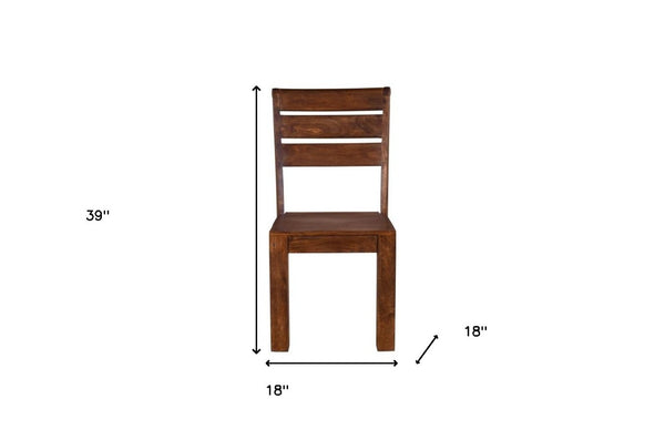 HomeRoots Set of Two Solid Mango Wood Ladder Back Dining Chairs – Stylish, Durable, and Versatile Accent Seating 565294