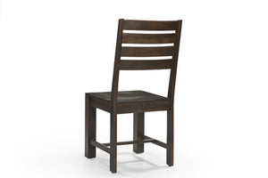 HomeRoots Set of Two Solid Wood Ladder Back Dining Chairs - Stylish Comfort in Warm Brown Acacia Finish 565295