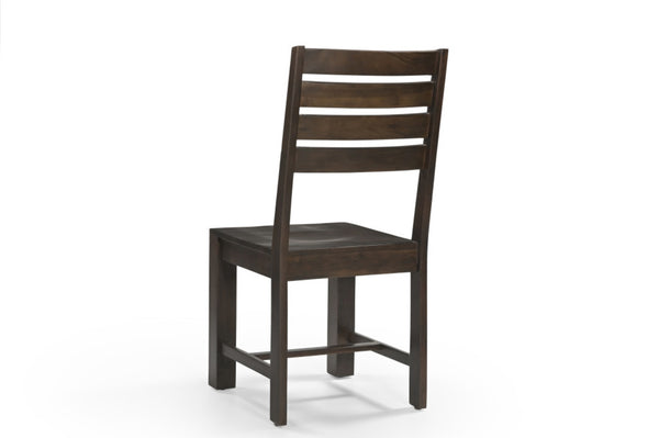 HomeRoots Set of Two Solid Wood Ladder Back Dining Chairs - Stylish Comfort in Warm Brown Acacia Finish 565295