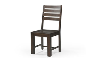 HomeRoots Set of Two Solid Wood Ladder Back Dining Chairs - Stylish Comfort in Warm Brown Acacia Finish 565295