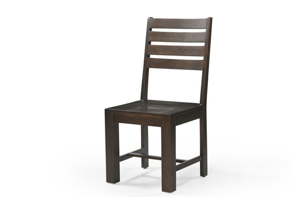 HomeRoots Set of Two Solid Wood Ladder Back Dining Chairs - Stylish Comfort in Warm Brown Acacia Finish 565295