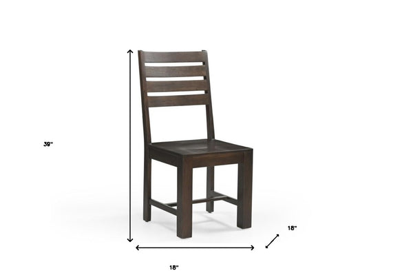HomeRoots Set of Two Solid Wood Ladder Back Dining Chairs - Stylish Comfort in Warm Brown Acacia Finish 565295