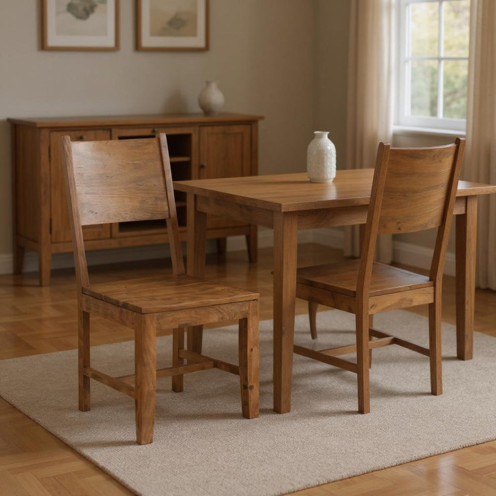 HomeRoots Set of Two Solid Wood Dining Side Chairs with Open Back Design for Elegant, Versatile Seating Options 565296