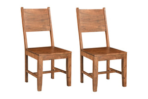 HomeRoots Set of Two Solid Wood Dining Side Chairs with Open Back Design for Elegant, Versatile Seating Options 565296