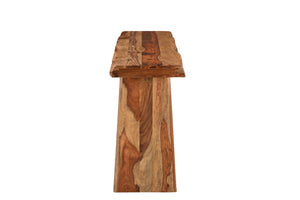HomeRoots 60" Brown Solid Wood Double Pedestal Console Table - Handcrafted Live Edge Design for Any Space 565299