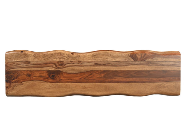 HomeRoots 60" Brown Solid Wood Double Pedestal Console Table - Handcrafted Live Edge Design for Any Space 565299