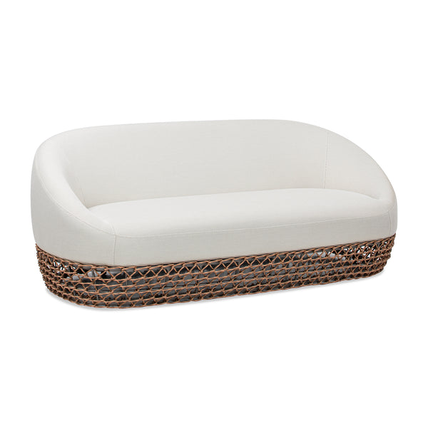English Elm Jennifer Taylor Home - Willow 71" Outdoor Upholstered Deep Seating Sofa with Axroma Olefin, Golden Brown Wicker, Wheat Beige Elegance B2719P305700