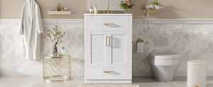 English Elm 24" Bathroom Vanity With Integrated Ceramic Sink, Sleek Storage Cabinet & Easy Assembly For Style N710P341037K