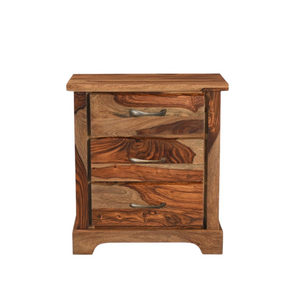 Homeroots 27" Stylish Brown Solid Wood Live Edge Nightstand With Three Drawers For Modern Bedroom Decor   565301