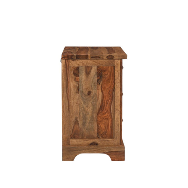 Homeroots 27" Stylish Brown Solid Wood Live Edge Nightstand With Three Drawers For Modern Bedroom Decor   565301