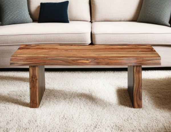 Homeroots 51" Brown Solid Wood Live Edge Coffee Table - Rustic Elegance For Living Room, Office & More!   565303