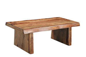 HomeRoots 51" Live Edge Coffee Table - Handcrafted Solid Sheesham Wood Centerpiece for Rustic Elegance 565303