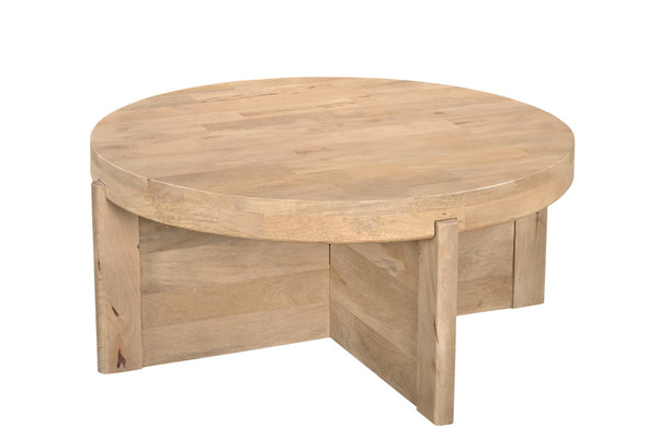 Homeroots 36" Natural Solid Wood Round Coffee Table   565304