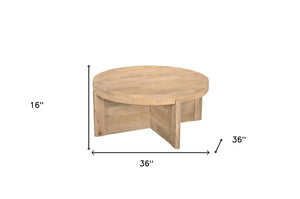 Homeroots 36" Natural Solid Wood Round Coffee Table   565304