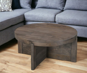 Homeroots 36" Brown Solid Wood Round Coffee Table   565305