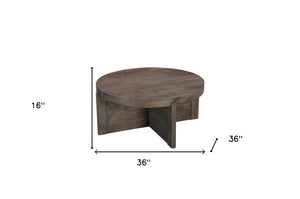 Homeroots 36" Brown Solid Wood Round Coffee Table   565305