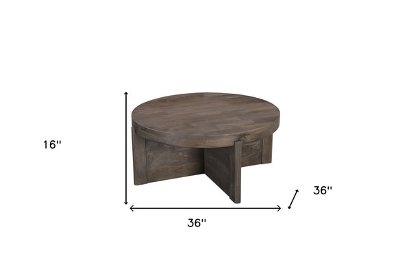 Homeroots 36" Brown Solid Wood Round Coffee Table   565305