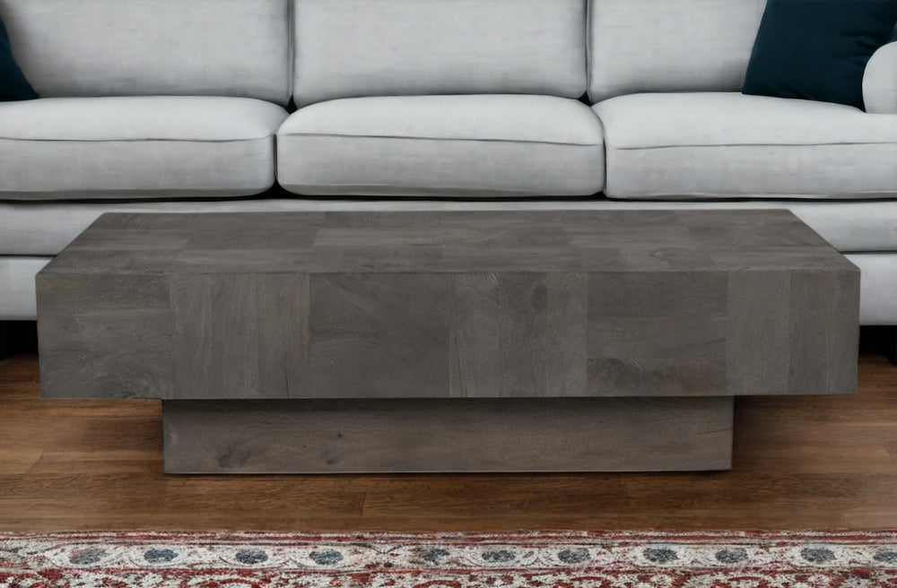 Homeroots 59" Dark Gray Solid Wood Coffee Table   565306