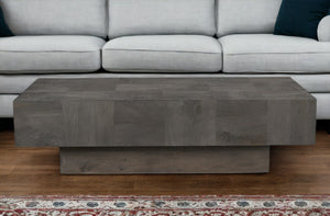 Homeroots 59" Dark Gray Solid Wood Coffee Table   565306