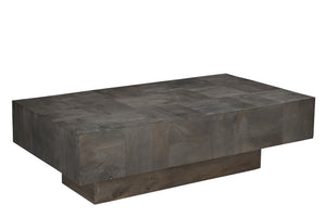 Homeroots 59" Dark Gray Solid Wood Coffee Table   565306
