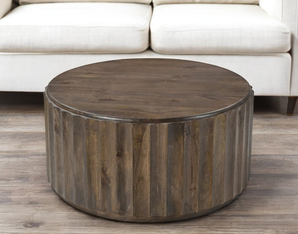 Homeroots 36" Brown Solid Wood Round Coffee Table   565307