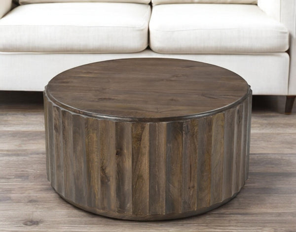 Homeroots 36" Brown Solid Wood Round Coffee Table   565307