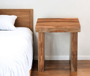 HomeRoots 23" Brown Solid Wood End Table with Live Edge - Handcrafted Mid-Century Accent for Any Room 565308