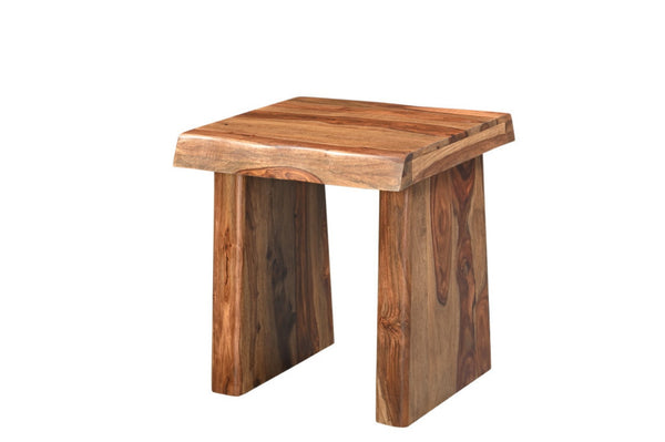 HomeRoots 23" Brown Solid Wood End Table with Live Edge - Handcrafted Mid-Century Accent for Any Room 565308