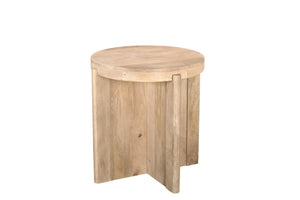HomeRoots 24" Natural Solid Wood Round Cross-Leg End Table - Handcrafted, Versatile Accent for Any Space 565309