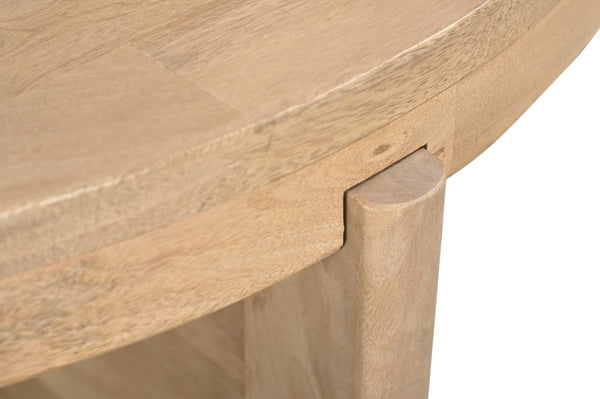 HomeRoots 24" Natural Solid Wood Round Cross-Leg End Table - Handcrafted, Versatile Accent for Any Space 565309