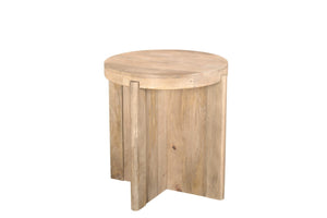 HomeRoots 24" Natural Solid Wood Round Cross-Leg End Table - Handcrafted, Versatile Accent for Any Space 565309