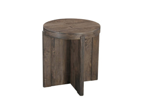 HomeRoots 24" Brown Solid Wood Round End Table - Handcrafted Mango Wood with Rustic Charm for Versatile Use 565310
