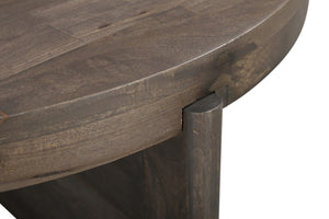 HomeRoots 24" Brown Solid Wood Round End Table - Handcrafted Mango Wood with Rustic Charm for Versatile Use 565310