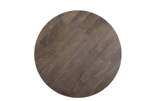 HomeRoots 24" Brown Solid Wood Round End Table - Handcrafted Mango Wood with Rustic Charm for Versatile Use 565310