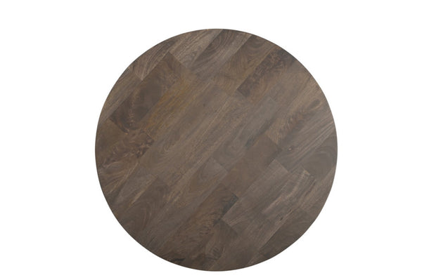 HomeRoots 24" Brown Solid Wood Round End Table - Handcrafted Mango Wood with Rustic Charm for Versatile Use 565310