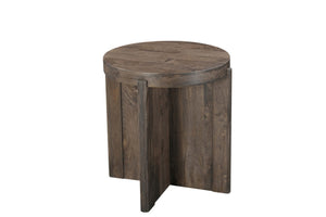 HomeRoots 24" Brown Solid Wood Round End Table - Handcrafted Mango Wood with Rustic Charm for Versatile Use 565310