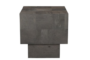 Homeroots 22" Gray Distressed Solid Wood Square Block End Table   565311