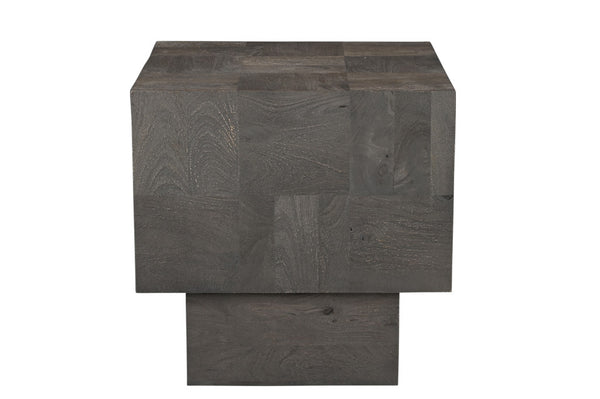Homeroots 22" Gray Distressed Solid Wood Square Block End Table   565311