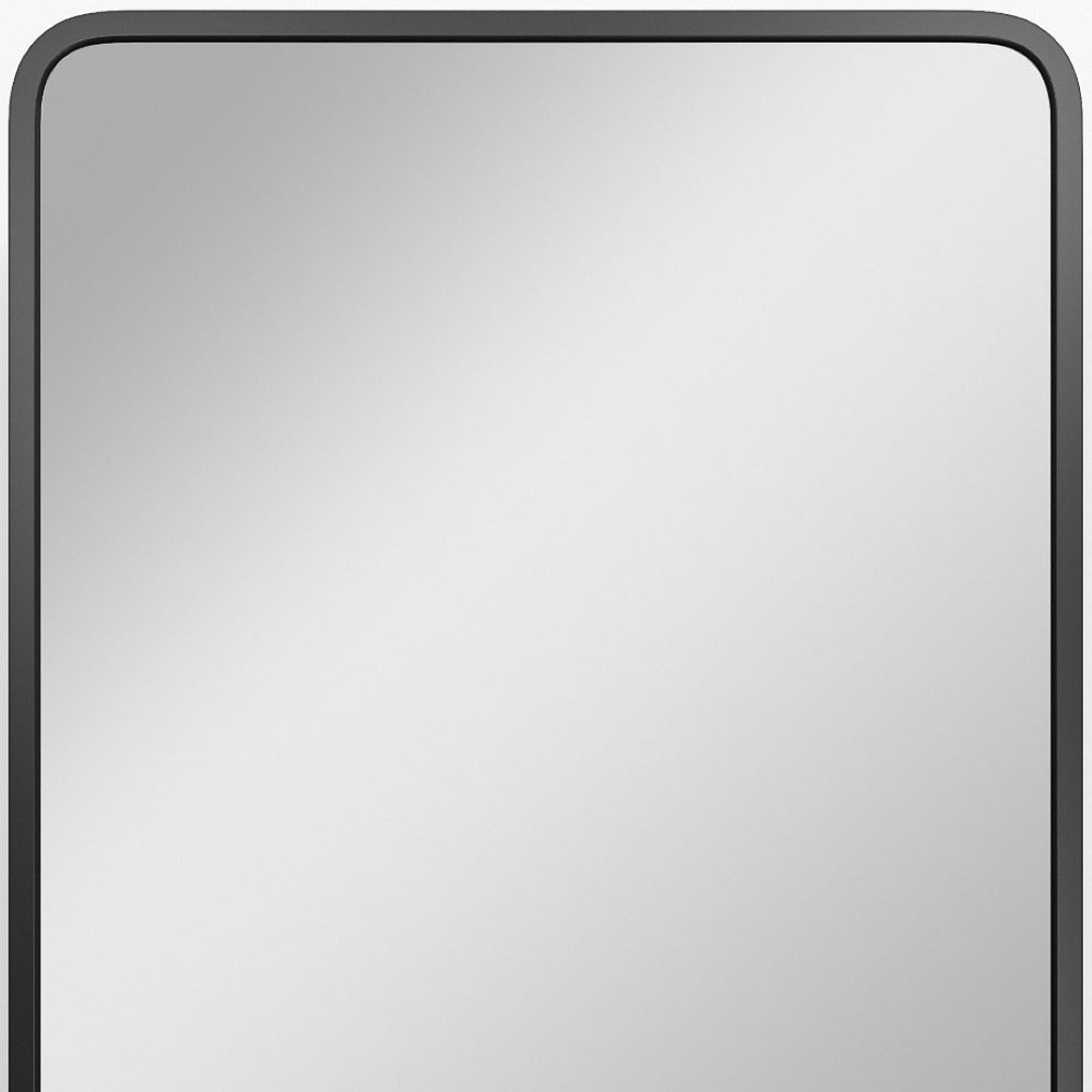 HomeRoots 28" Black Metal Framed Mirror - Vintage Charm, Distressed Glass, Perfect for Any Room Decor! 565338