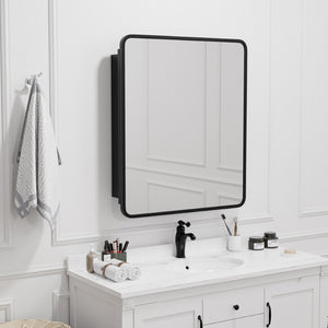 HomeRoots 30" Vintage Black Metal Framed Mirror Set - Antique Glass Finish, Stylish Accent for Any Room 565339