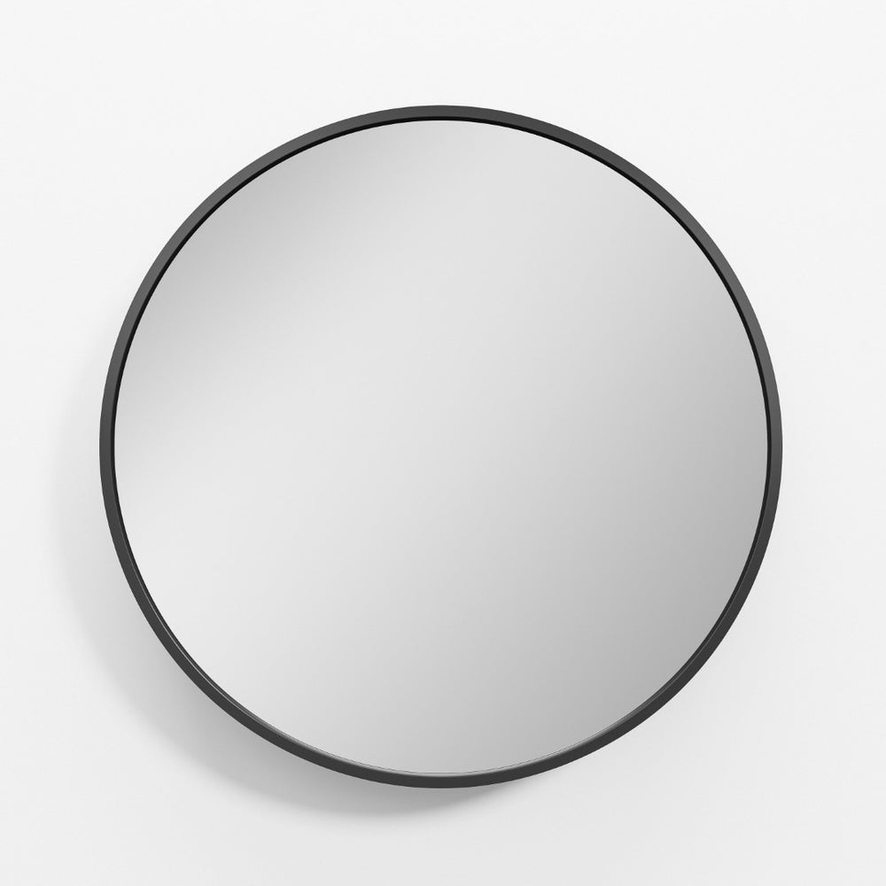 HomeRoots 24" Black Round Metal Framed Mirror Set - Vintage Distressed Glass for Modern, Rustic Decor Appeal 565340