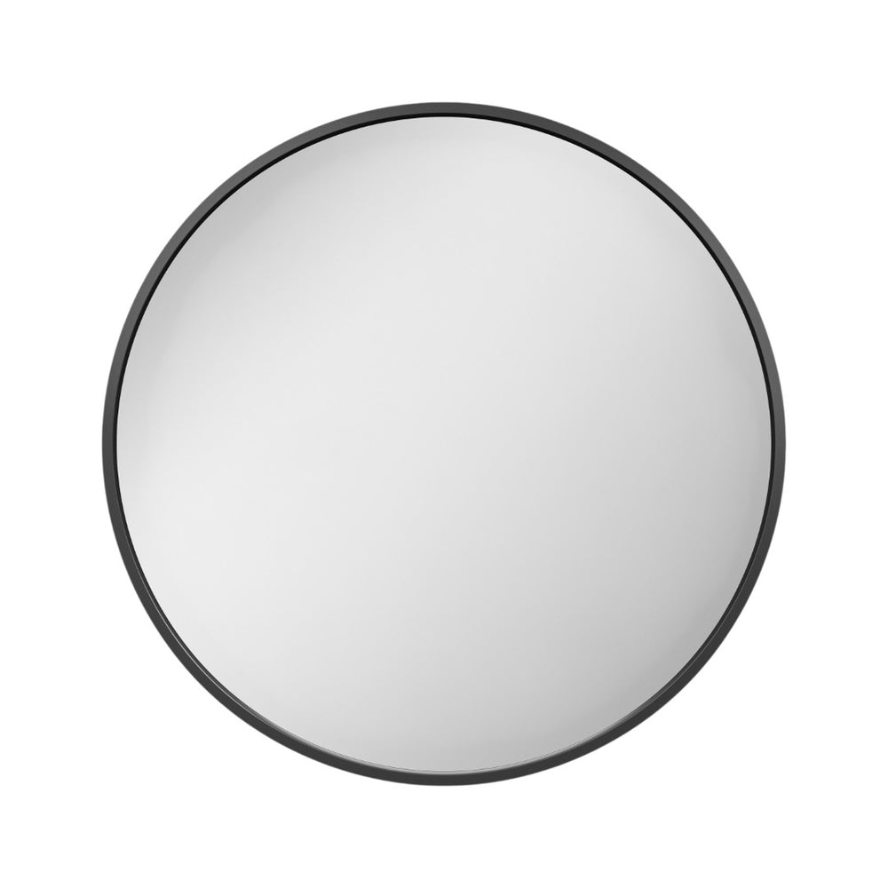 HomeRoots 24" Black Round Metal Framed Mirror Set - Vintage Distressed Glass for Modern, Rustic Decor Appeal 565340