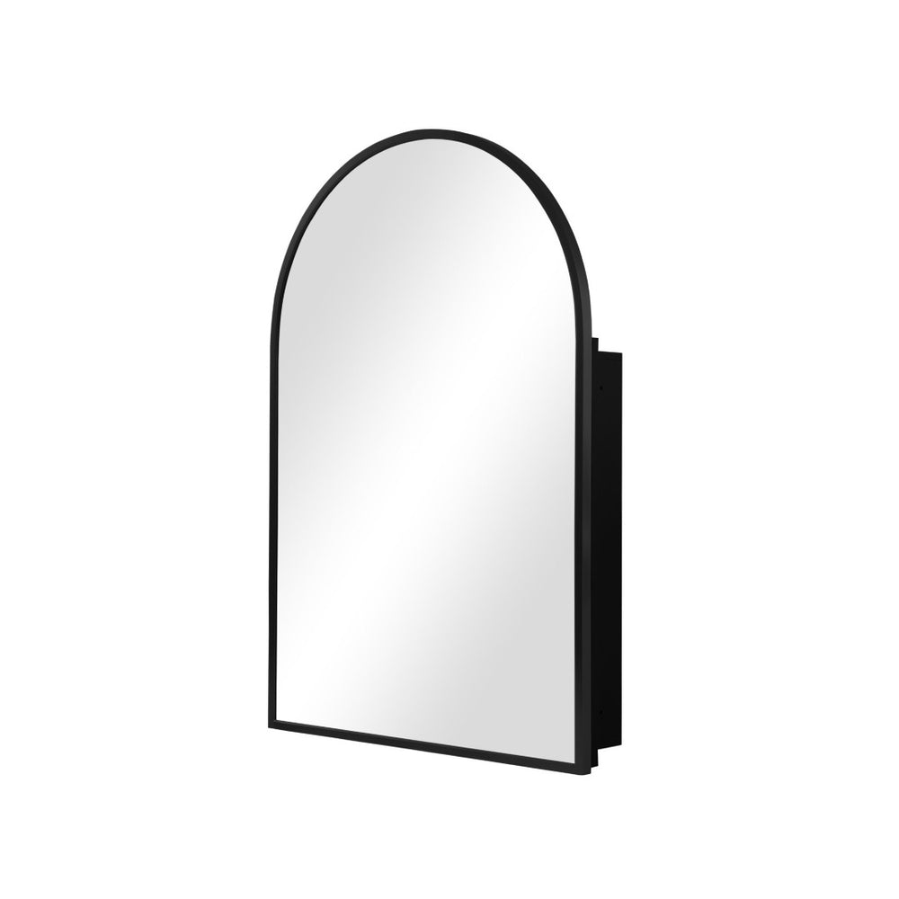 HomeRoots 24" Black Arch Metal Framed Mirror Set - Vintage Chic Design for Modern and Rustic Home Decor Spaces 565343